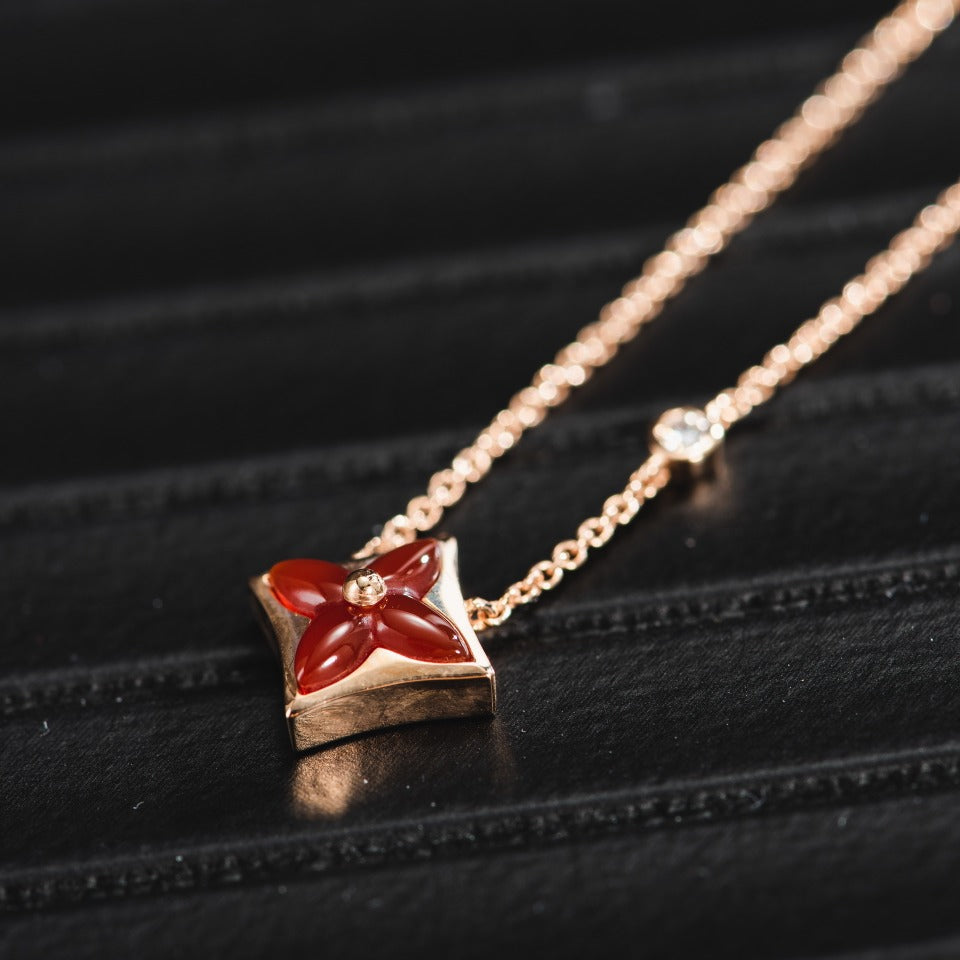 [Agudo Jewelry]STAR NECKLACE PINK GOLD 1 DIAMOND