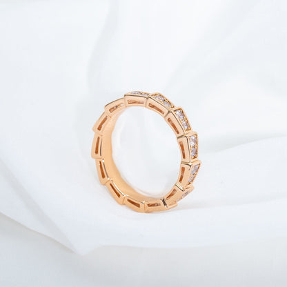 [Agudo  Jewelry]SERPENTI RING PINK GOLD DIAMOND PAVED 3MM