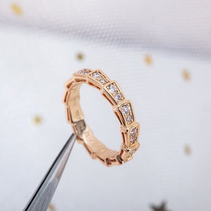 [Agudo  Jewelry]SERPENTI RING PINK GOLD DIAMOND PAVED 3MM