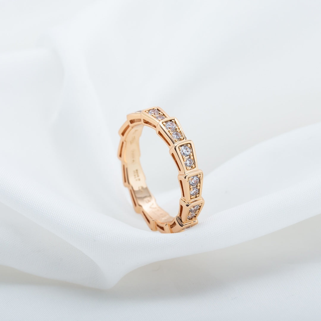 [Agudo  Jewelry]SERPENTI RING PINK GOLD DIAMOND PAVED 3MM