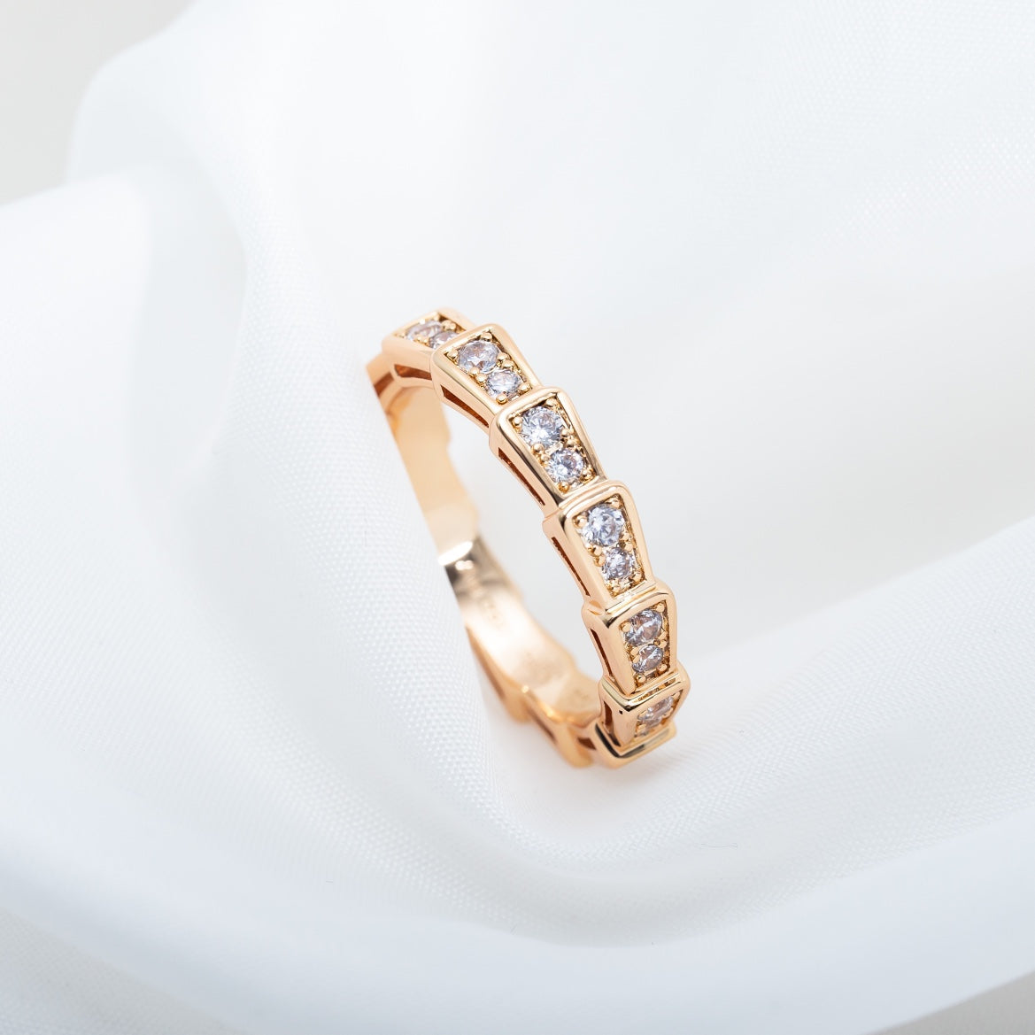 [Agudo  Jewelry]SERPENTI RING PINK GOLD DIAMOND PAVED 3MM