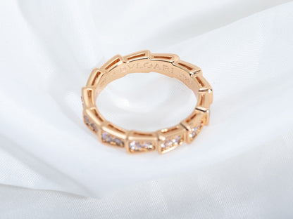 [Agudo  Jewelry]SERPENTI RING PINK GOLD DIAMOND PAVED 3MM