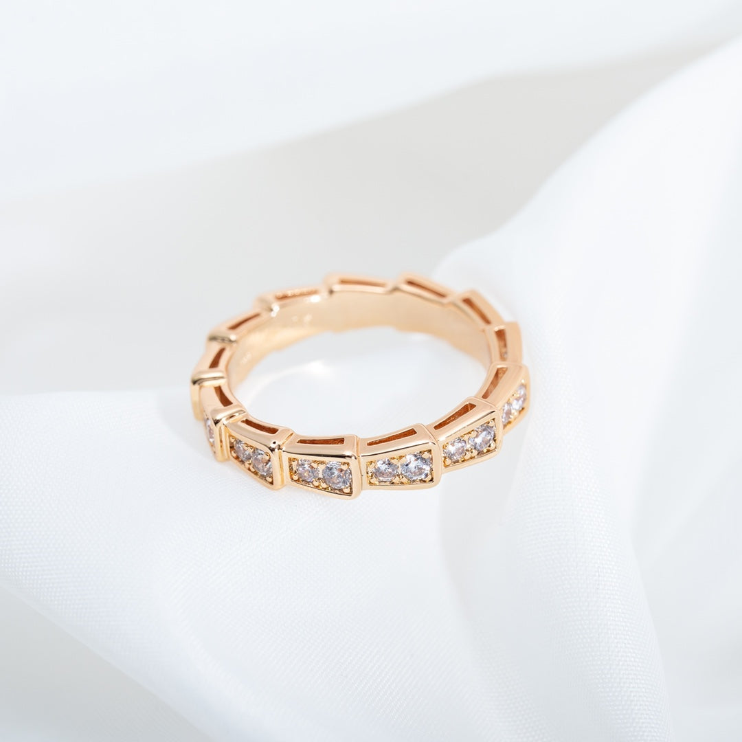 [Agudo  Jewelry]SERPENTI RING PINK GOLD DIAMOND PAVED 3MM