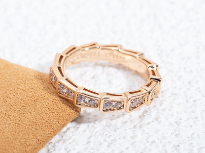 [Agudo  Jewelry]SERPENTI RING PINK GOLD DIAMOND PAVED 3MM