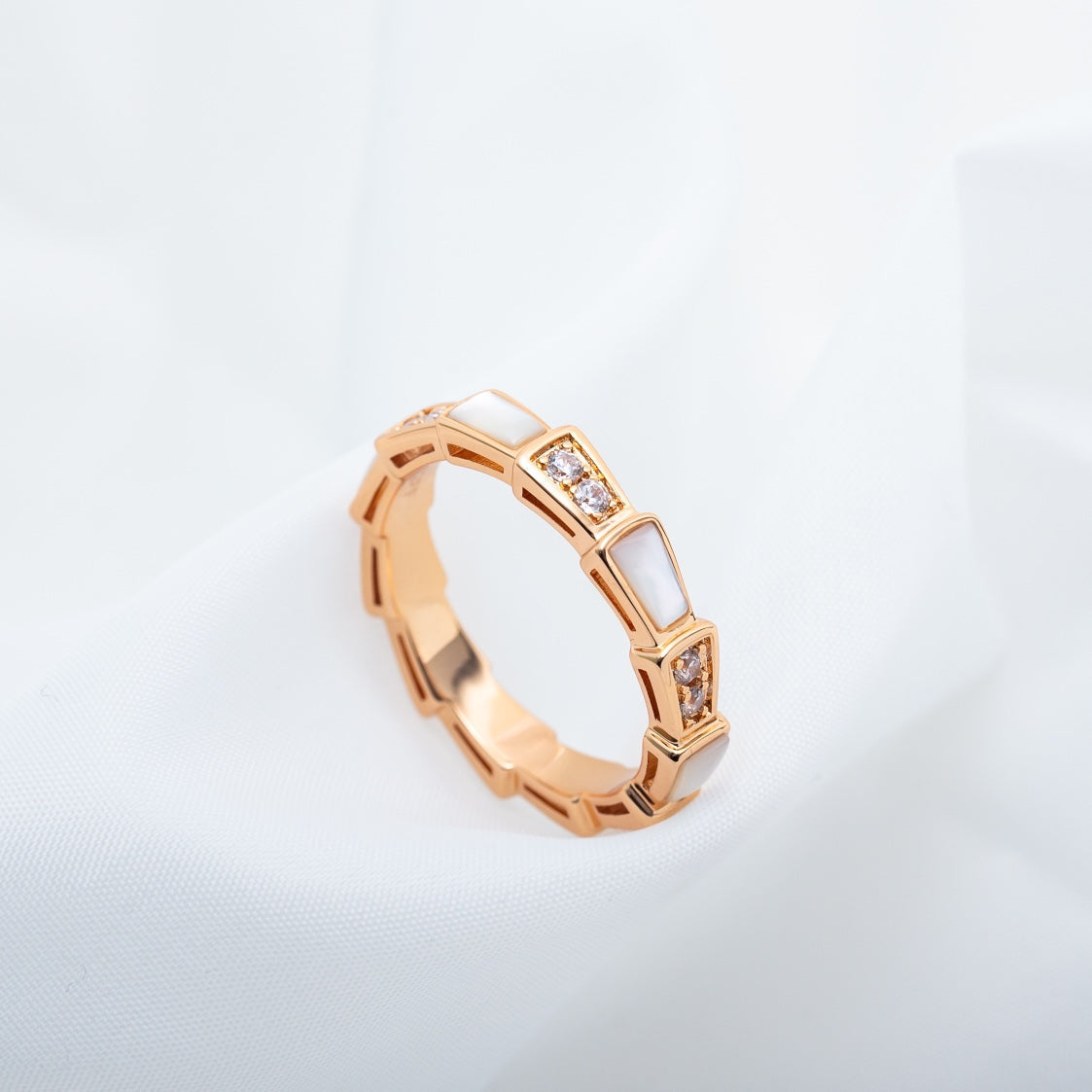 [Agudo  Jewelry]SERPENTI RING PINK GOLD DIAMOND MOP 3MM