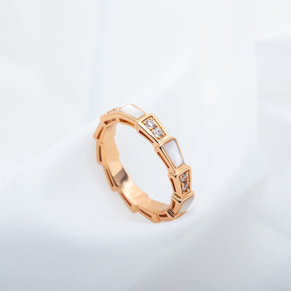 [Agudo  Jewelry]SERPENTI RING PINK GOLD DIAMOND MOP 3MM