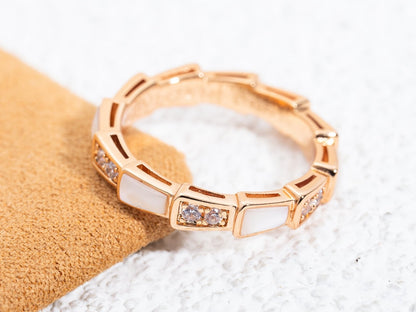 [Agudo  Jewelry]SERPENTI RING PINK GOLD DIAMOND MOP 3MM