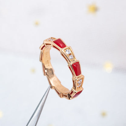 [Agudo  Jewelry]SERPENTI RING PINK GOLD CARNELIAN DIAMOND 3MM