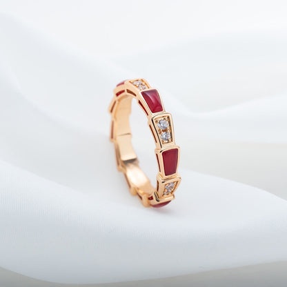 [Agudo  Jewelry]SERPENTI RING PINK GOLD CARNELIAN DIAMOND 3MM