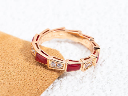 [Agudo  Jewelry]SERPENTI RING PINK GOLD CARNELIAN DIAMOND 3MM