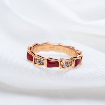 [Agudo  Jewelry]SERPENTI RING PINK GOLD CARNELIAN DIAMOND 3MM