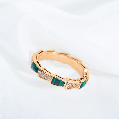 [Agudo  Jewelry]SERPENTI RING PINK GOLD MALACHITE DIAMOND 3MM