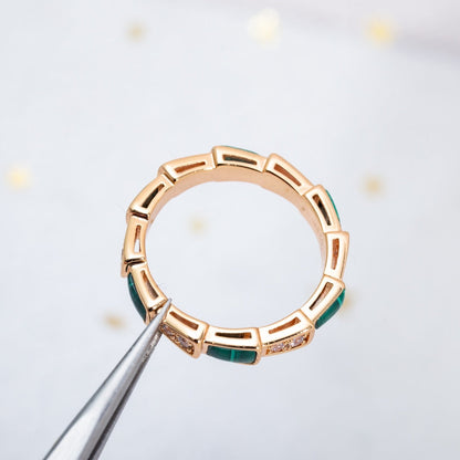 [Agudo  Jewelry]SERPENTI RING PINK GOLD MALACHITE DIAMOND 3MM