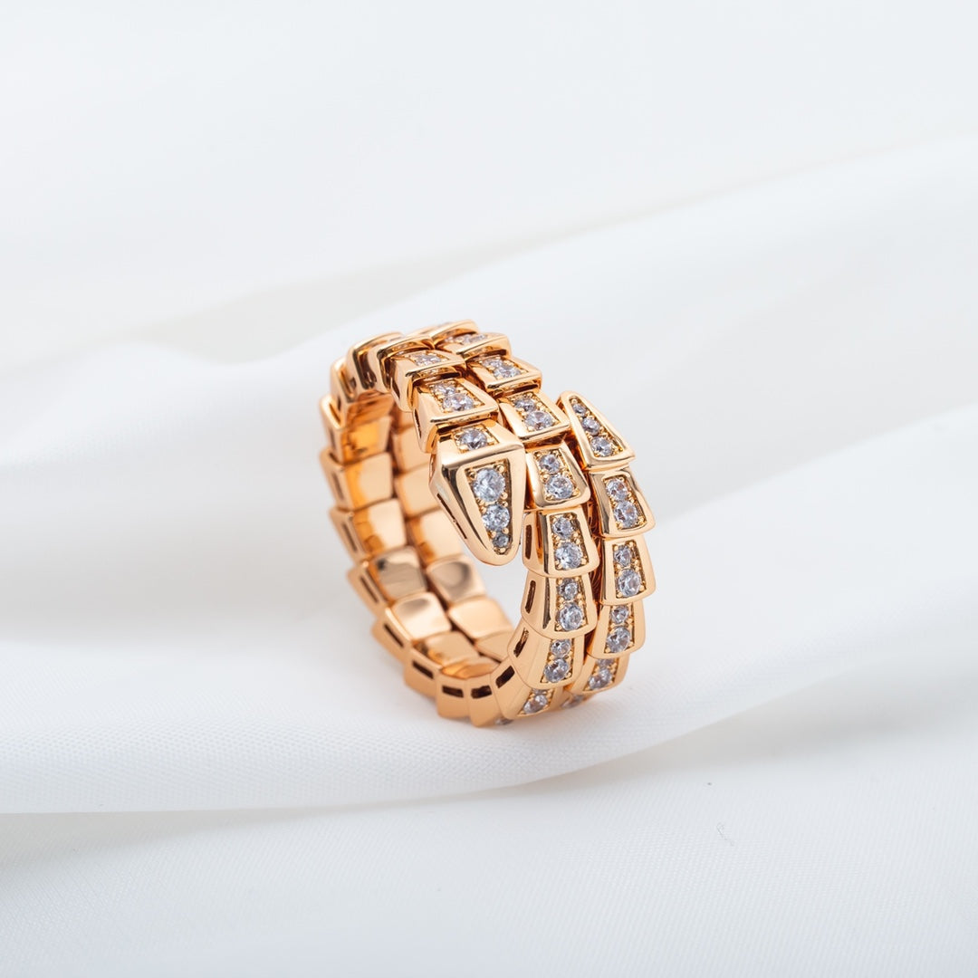 [Agudo  Jewelry]SERPENTI RING PINK GOLD DIAMOND DOUBLE ROW