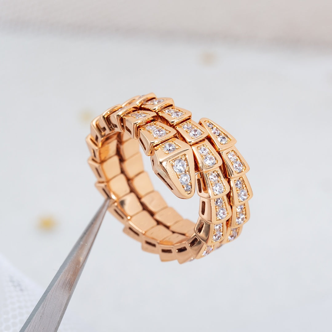 [Agudo  Jewelry]SERPENTI RING PINK GOLD DIAMOND DOUBLE ROW