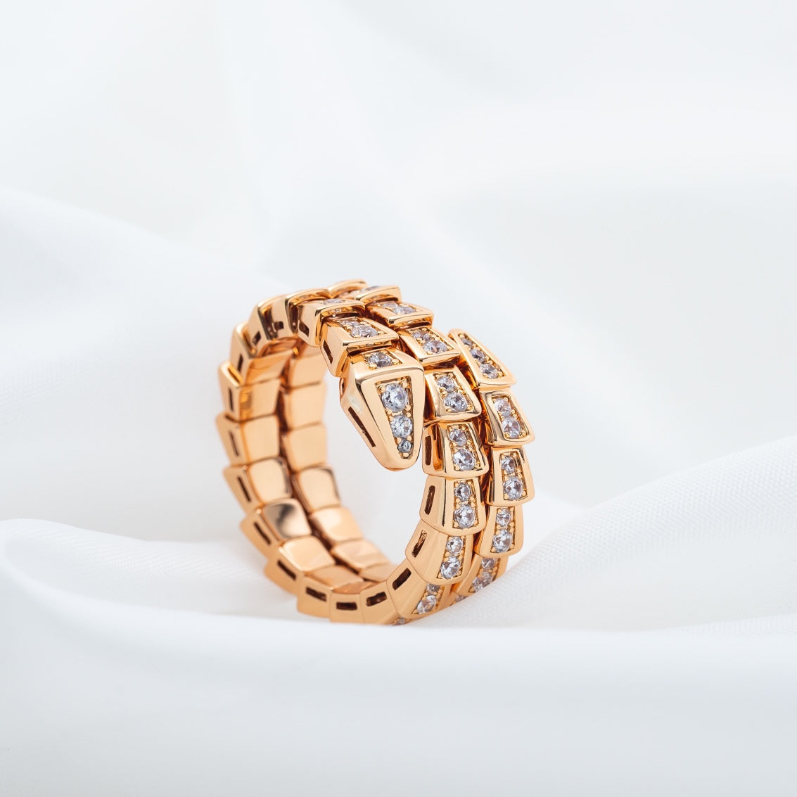 [Agudo  Jewelry]SERPENTI RING PINK GOLD DIAMOND DOUBLE ROW