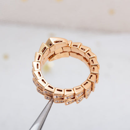 [Agudo  Jewelry]SERPENTI RING PINK GOLD DIAMOND DOUBLE ROW