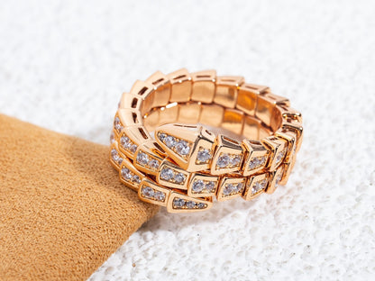 [Agudo  Jewelry]SERPENTI RING PINK GOLD DIAMOND DOUBLE ROW