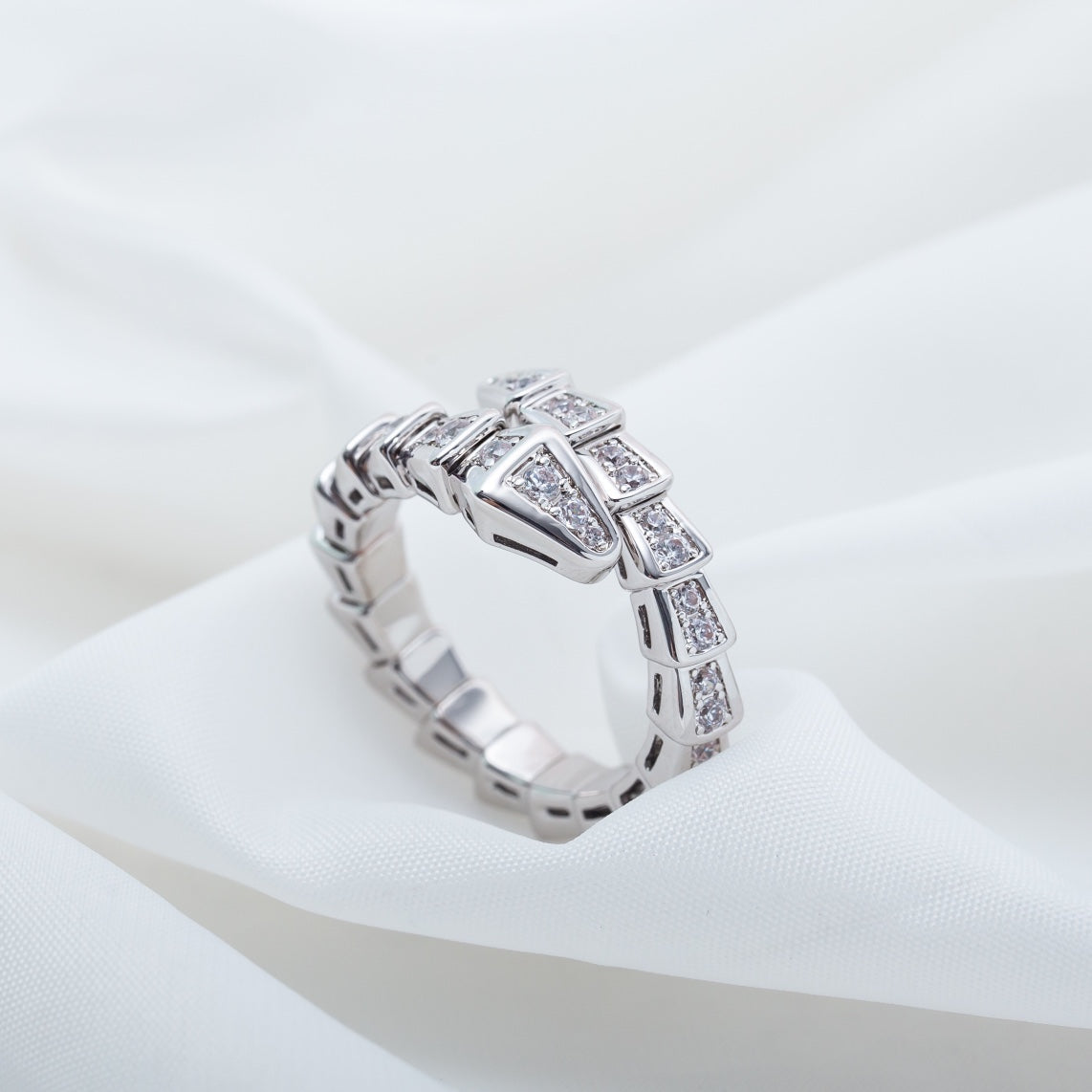 [Agudo  Jewelry]SERPENTI RING SILVER DIAMOND PAVED 4MM