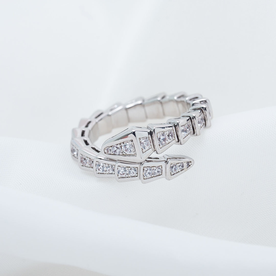 [Agudo  Jewelry]SERPENTI RING SILVER DIAMOND PAVED 4MM