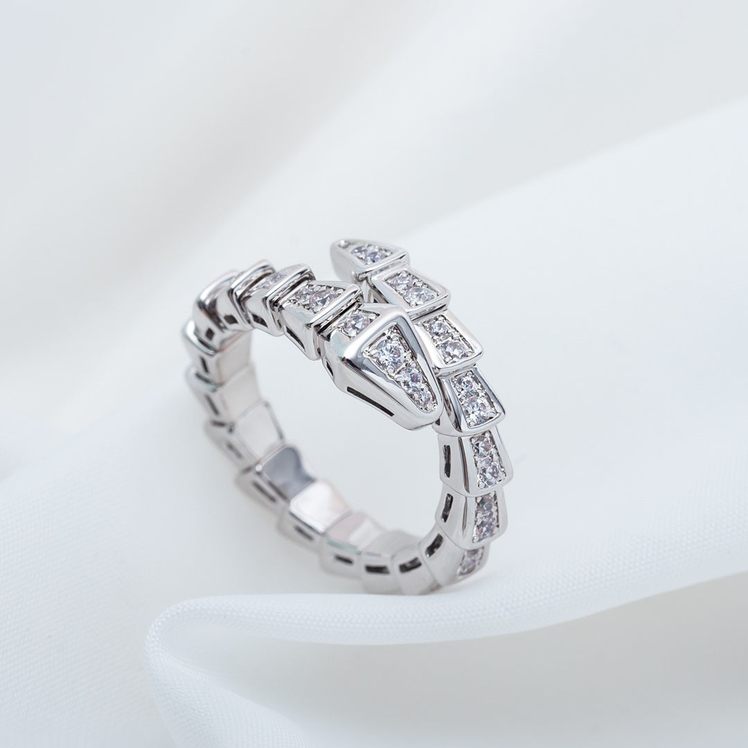 [Agudo  Jewelry]SERPENTI RING SILVER DIAMOND PAVED 4MM