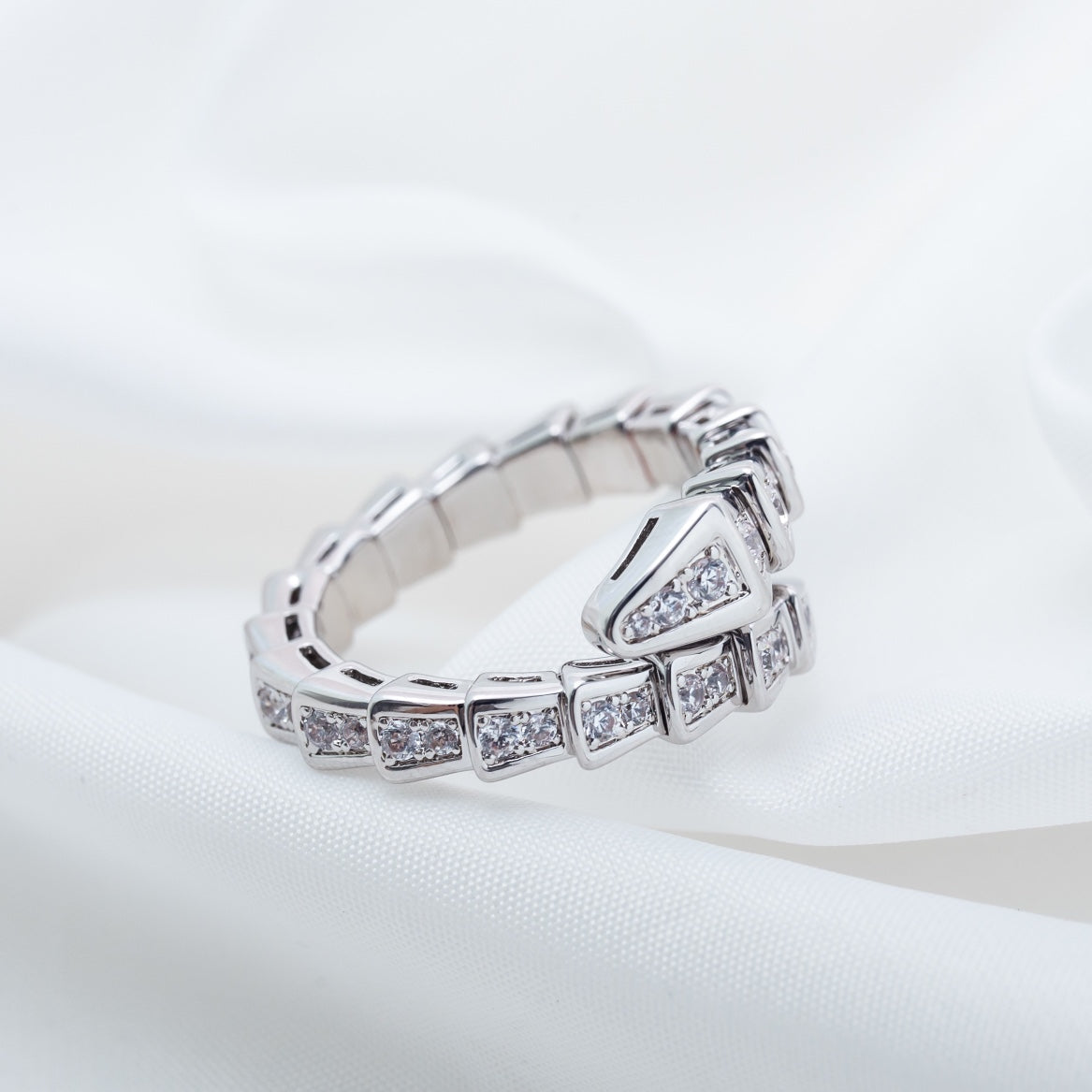 [Agudo  Jewelry]SERPENTI RING SILVER DIAMOND PAVED 4MM