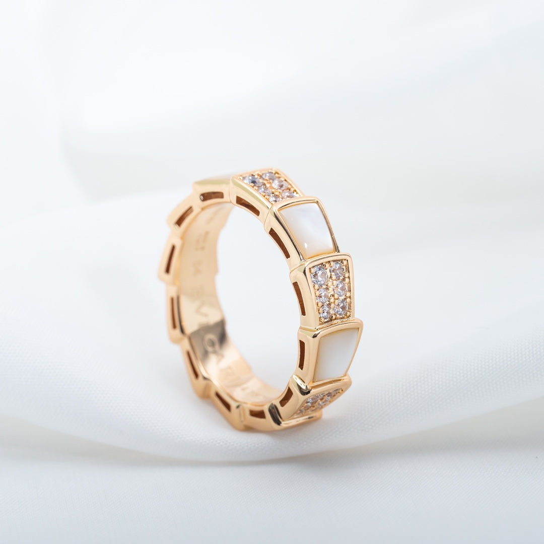 [Agudo  Jewelry]SERPENTI RING PINK GOLD MOP DIAMOND PAVED 4MM