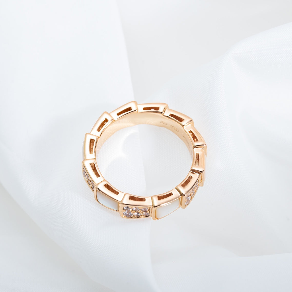 [Agudo  Jewelry]SERPENTI RING PINK GOLD MOP DIAMOND PAVED 4MM