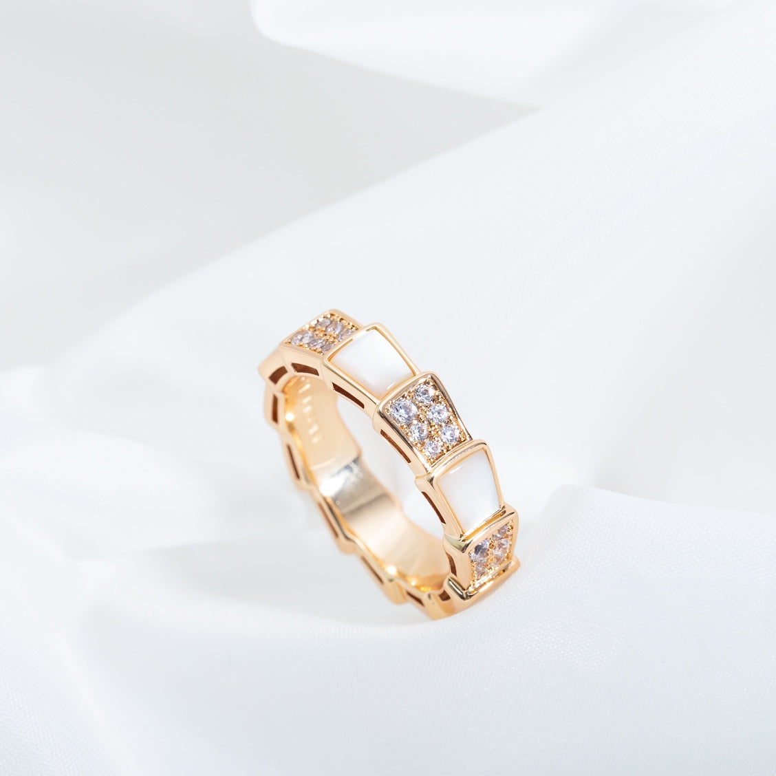 [Agudo  Jewelry]SERPENTI RING PINK GOLD MOP DIAMOND PAVED 4MM