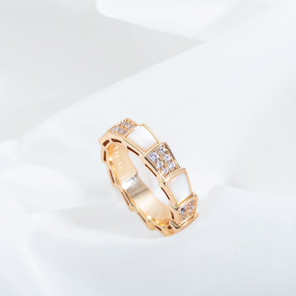 [Agudo  Jewelry]SERPENTI RING PINK GOLD MOP DIAMOND PAVED 4MM