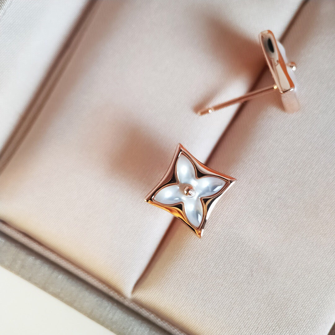 [Agudo Jewelry]STAR MOP PINK GOLD EARRINGS