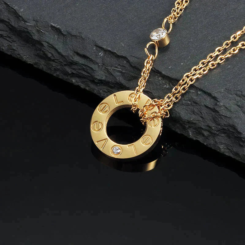 [Agudo Jewelry]LOVE NECKLACE 16MM 2 DIAMONDS