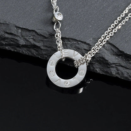 [Agudo Jewelry]LOVE NECKLACE 16MM 2 DIAMONDS