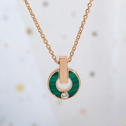 [Agudo Jewelry]GARI NECKLACE PINK GOLD MALACHITE