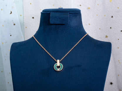 [Agudo Jewelry]GARI NECKLACE PINK GOLD MALACHITE