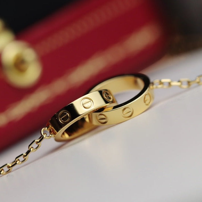 [Agudo Jewelry]LOVE NECKLACE DOUBLE RING GOLD