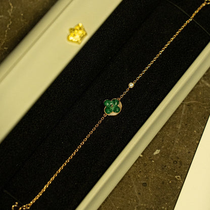 [Agudo Jewelry]SUN MALACHITE 1 DIAMOND PINK GOLD BRACELET