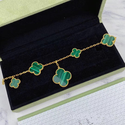 [Agudo Jewelry]MAGIC CLOVER MALACHITE GOLD BRACELET 5 MOTIFS