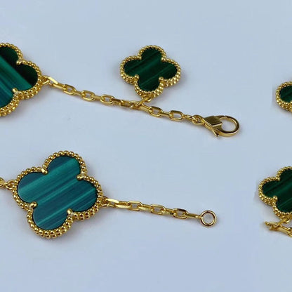 [Agudo Jewelry]MAGIC CLOVER MALACHITE GOLD BRACELET 5 MOTIFS