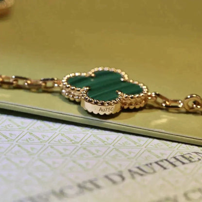 [Agudo Jewelry]CLOVER 5 MOTIFS MALACHITE BRACELET