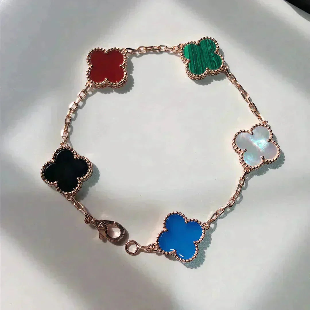 [Agudo Jewelry]CLOVER 5 MOTIFS MULTICOLOR  BRACELET