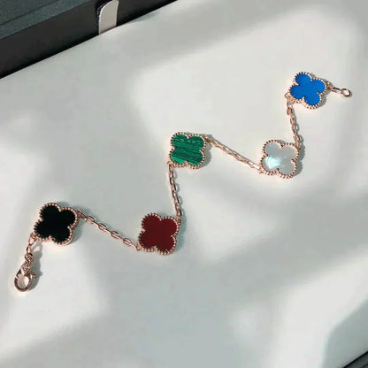 [Agudo Jewelry]CLOVER 5 MOTIFS MULTICOLOR  BRACELET