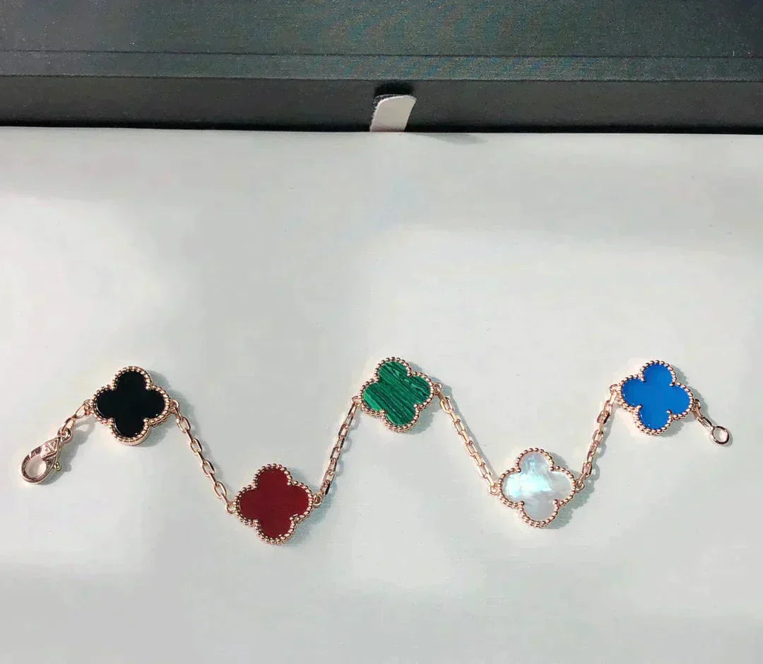 [Agudo Jewelry]CLOVER 5 MOTIFS MULTICOLOR  BRACELET