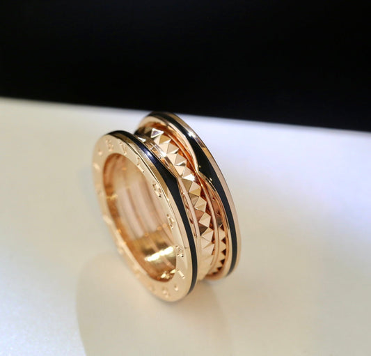 [Agudo  Jewelry]ZERO 1 GOLD BLACK CERAMIC RING