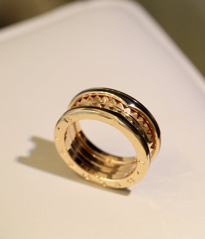 [Agudo  Jewelry]ZERO 1 GOLD BLACK CERAMIC RING