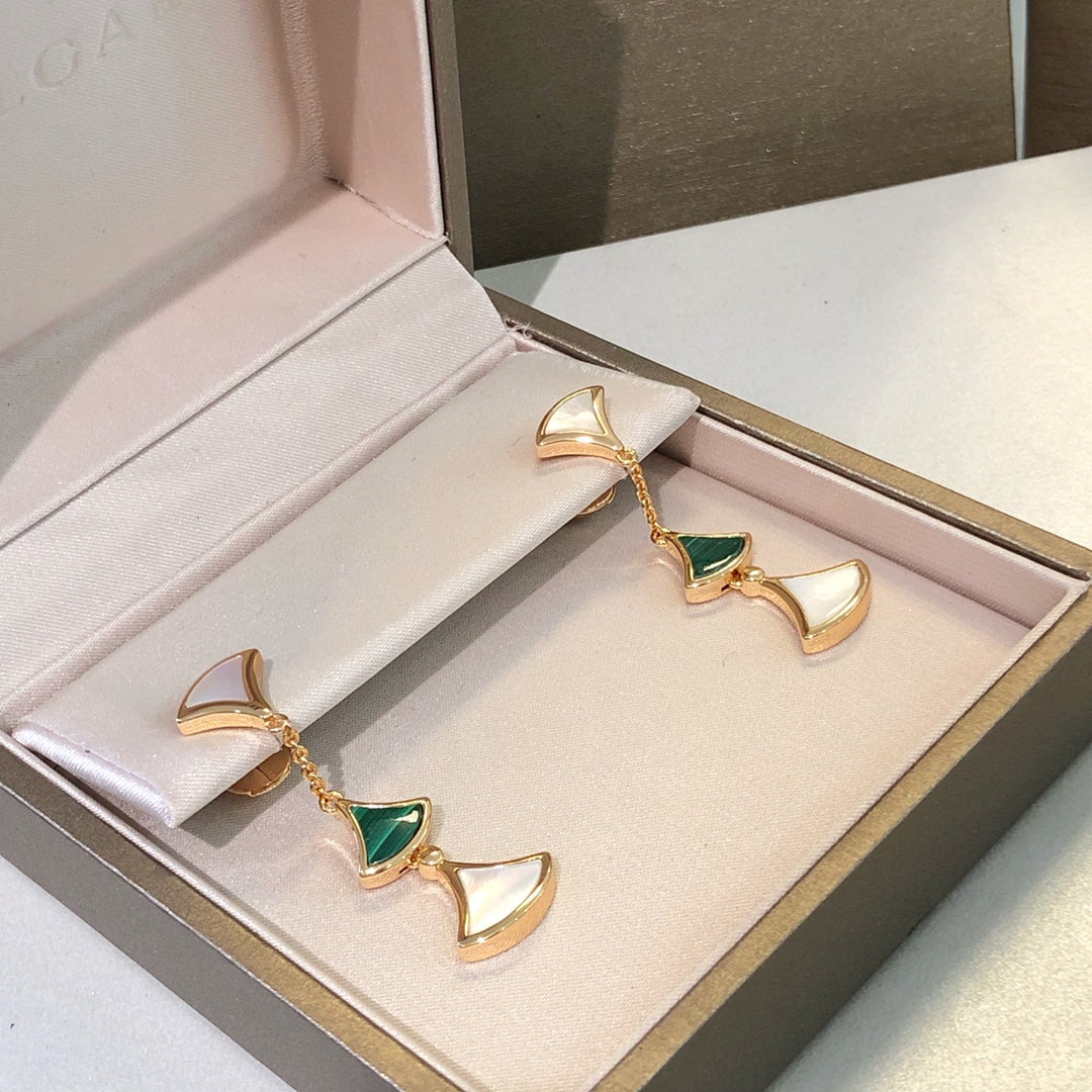 [Agudo Jewelry]DREAM EARRINGS 3 MOTIFS MALACHITE MOP PINK GOLD