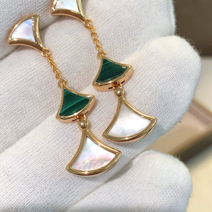 [Agudo Jewelry]DREAM EARRINGS 3 MOTIFS MALACHITE MOP PINK GOLD