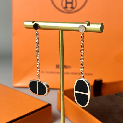 [Agudo Jewelry]CHAINE VERSO BLACK CERAMIC EARRINGS