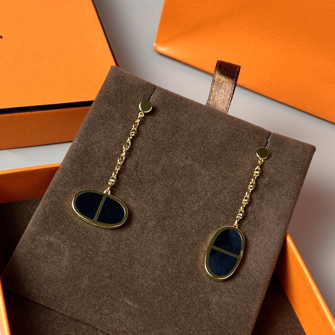 [Agudo Jewelry]CHAINE VERSO BLACK CERAMIC EARRINGS