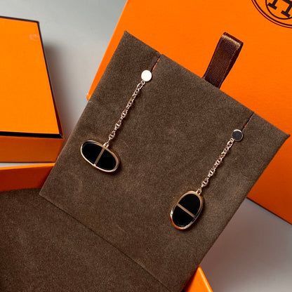 [Agudo Jewelry]CHAINE VERSO BLACK CERAMIC EARRINGS